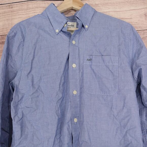 Abercrombie & Fitch Shirt Mens Medium Blue Muscle Fit Button Down Long Sleeve - Picture 2 of 9